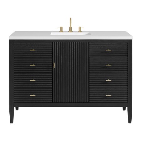 James Martin Vanities 48'' Vanity, Carbon Oak w/ 3 CM White Zeus Quartz Top 485-V48-CBO-3WZ